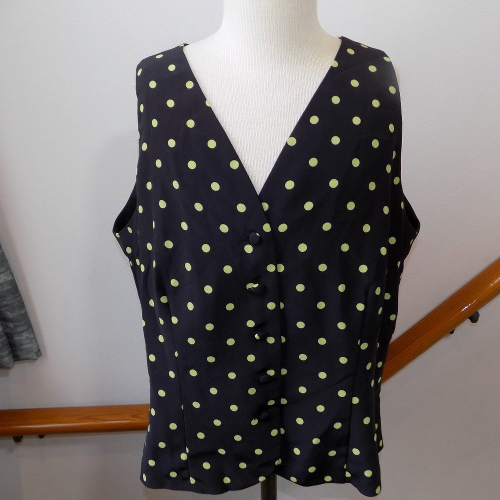 BAHARI GROUP VEST BLACK & GREEN POLKA DOT